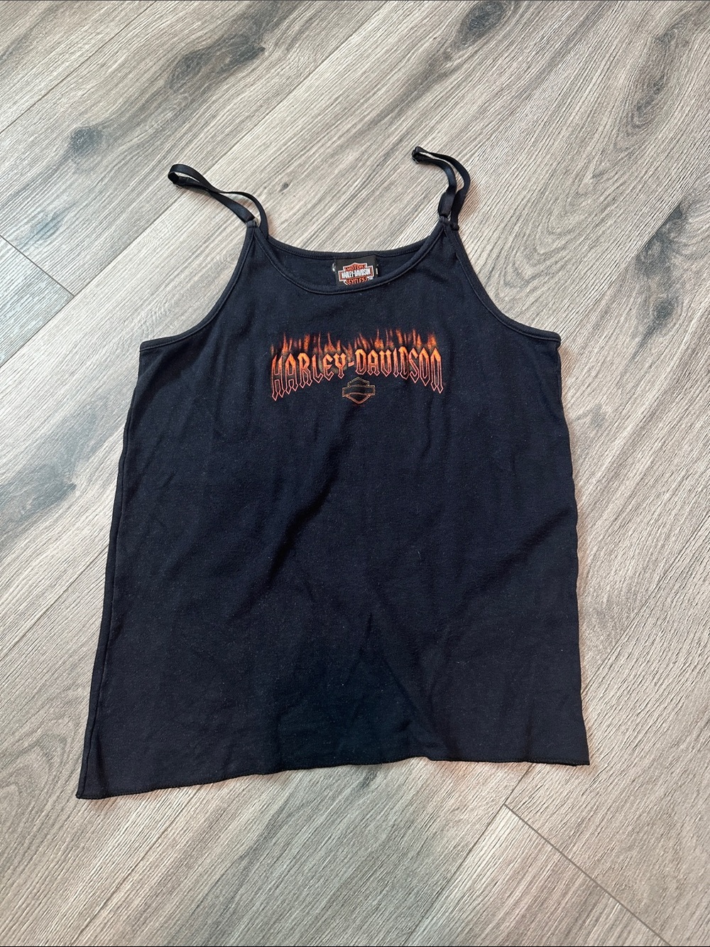 Harley-Davidson Black Tank Top with Orange Flame Logo